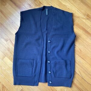 Free People Grey Button-Front Cardigan Vest